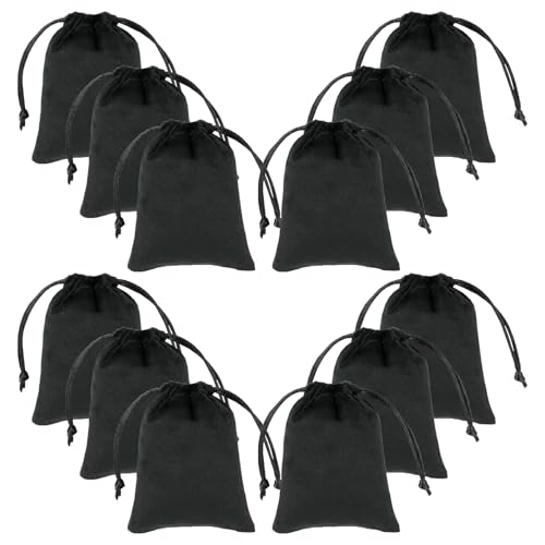 Tapleap 12Pcs Small Jewelry Bags, 2¾x 3½” Black Velvet Drawstring Pouch - color: Black, size: 2¾ x 3½in
