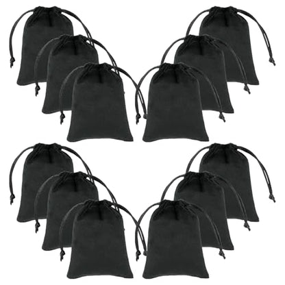 Tapleap 12Pcs Small Jewelry Bags, 2¾x 3½” Black Velvet Drawstring Pouch - color: Black, size: 2¾ x 3½in