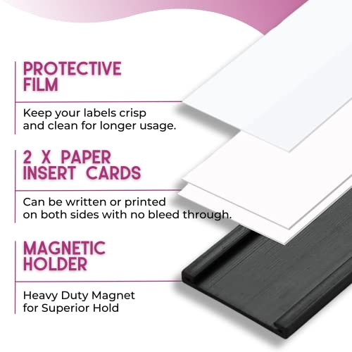 Availey 60 Pack Magnetic 'C' Channel Label Holders for Metal Racks and Shelves with Protective Films and Replacement Strips 2" x 1" - size: Magnetic Label Holders 2x1 inch