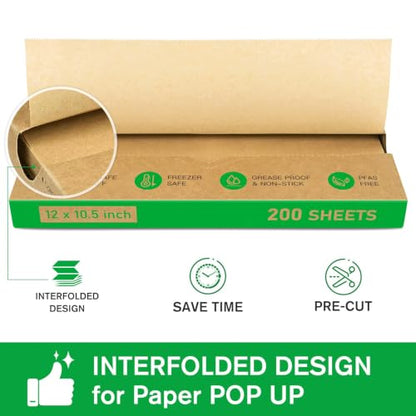 EcoDispose Precut POP UP Deli Paper Sheet, 200 Pack, 12" x 10.5", Kraft - color: Kraft, size: 12“x10.5”