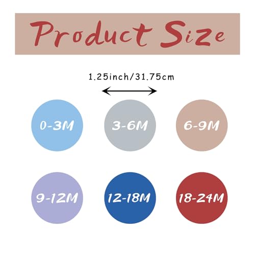 540 Pcs Baby Clothes Size Stickers 1.25 Inch Infant Clothing Size Labels 0-24M 0-3M 3-6M 6-9M 9-12M 12-18M 18-24M Circle Sizing Stickers for Baby Closet Organization Retail Store Consignment