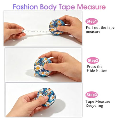 Body Measuring Tape for Body Cloth Tape Measure Fabric Tailors Sewing Medical Measurements TapeLeather Tape Measure Retractable Dual Sided Ruler (Sea Bloom) - color: Sea Bloom