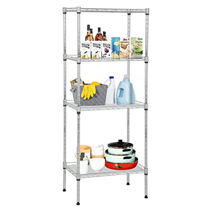 4 Tier Storage Shelves, Adjustable Wire Shelf Rack 18 x 12 x 44 - color: Chrome, size: 11.4"D x 17.3"W x 43.9"H