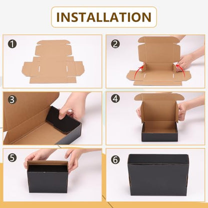 EXYGLO 40 Pack 6x4x3 Black Shipping Boxes for Packaging Small Business - color: 40 Pack Black, size: 6x4x3 Inch