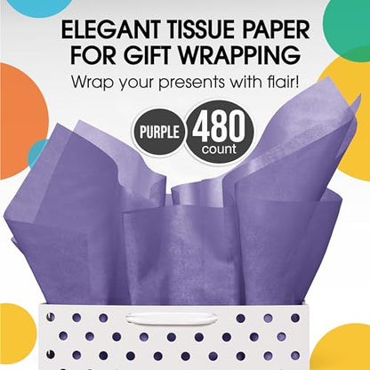 Party Solids Purple Tissue Paper for Gift Bags 15" X 20" 480 Sheets - color: Purple, size: 15" X 20"