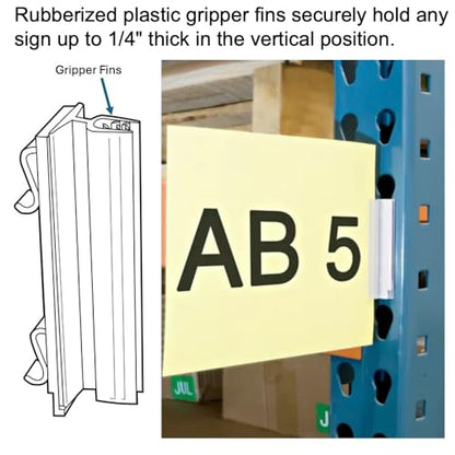 Pallet Rack Upright Sign Holders, 3 Inch Warehouse Grippers, 100 Pack