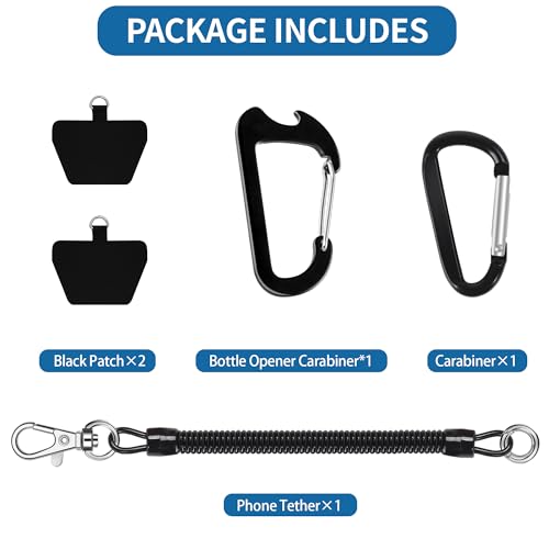 Doormoon Phone Tether Anti Theft, Phone Lanyard With Heavy Duty Carabiners - color: Charcoal.