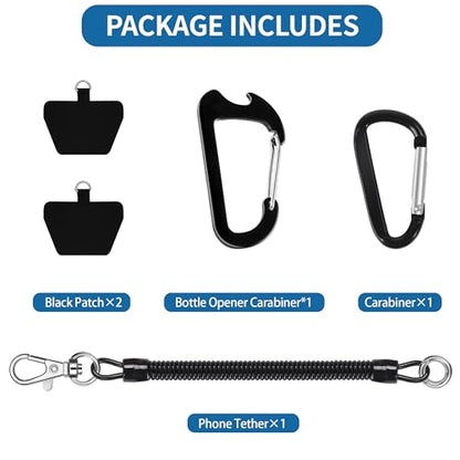 Doormoon Phone Tether Anti Theft, Phone Lanyard With Heavy Duty Carabiners - color: Charcoal.