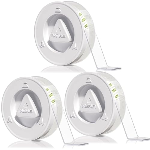 Double Sided Tape Heavy Duty, Double Sided Mounting Nano Tape 16.4FT, Clear & Tough Two Sided Adhesive Tape, Removable Picture Hanging Strips for Wall, Poster, Carpet, Home Office, 3 Pack