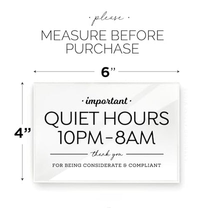 Reilly Originals 4x6 Inches, Quiet Hours Designer Sign ~ Ready to Stick ~ Premium Finish, Durable (1) (White) - color: White