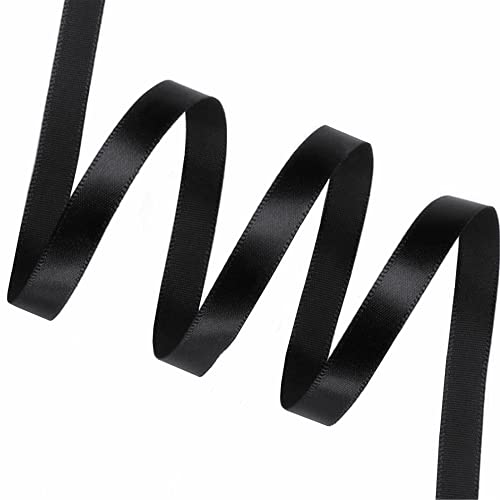 Black Satin Ribbon 1/2 Inch for Gift Wrapping, 50 Yards in Length - color: Black, size: 1/2"