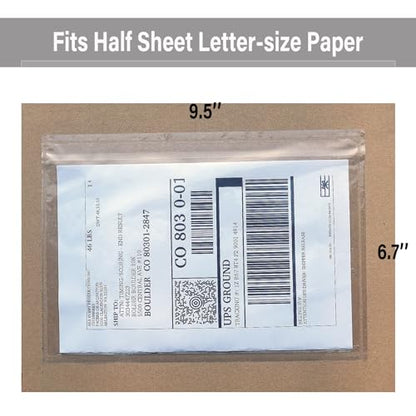 BEUYI Clear 9.5'' x 6.7'' Adhesive Shipping Label Pouches/Sleeves, Plastic Packing Slip Envelope Protector Holder, Easily Fits Half of Letter-Size Paper (60 Pack) - size: 9.5''x6.7'' - 60 Pack