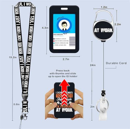 I Don't Always Tolerate Stupid People But When I Do I'm Probably At Work Heavy Duty Retractable ID Badge Holder w/Breakaway Lanyard - Detachable Keychain, Cruise Slot | for Nurses/Officers/Teachers - style: AT WORK