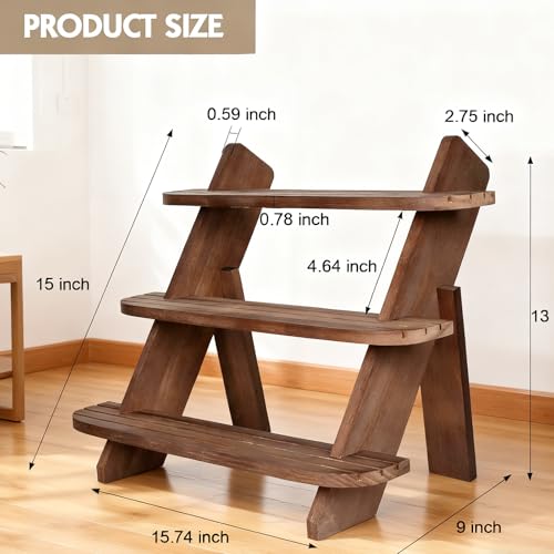 3 Tier Wooden Display Stand Wood Cupcake Stands Tool Free, Rustic Risers Dessert Retail Table Display Shelf Spice Rack Organizer Holder,Large Makeup Cologne Perfume Organizer,Figure Collectible Shelf