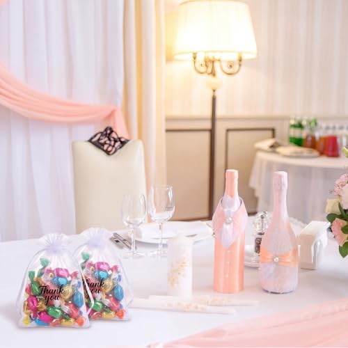 Shappy 100 Pcs 4x6 Inch White Organza Bags, Thank You Drawstring Gift Bags - color: White, size: 1 Count (Pack of 100)