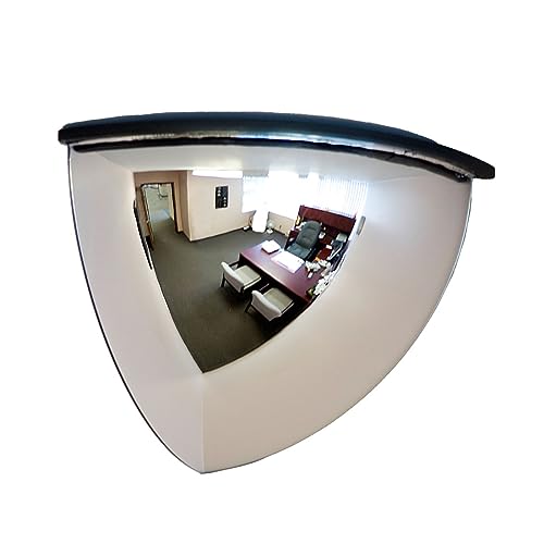 18" Acrylic Quarter Dome Mirror With Plastic Back, Round Indoor Security for Driveway Safety Spots, Outdoor Warehouse Side View, Circular Wall for Office Use (DPB1814) - size: 18"L x 18"W