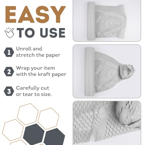 APQ Supply Honeycomb Packing Paper White, 15 Inch x 100 Feet, Clean Retail Packaging for Boutiques, E-Commerce Sellers, and Shipping Departments - style: White / Pack of 1