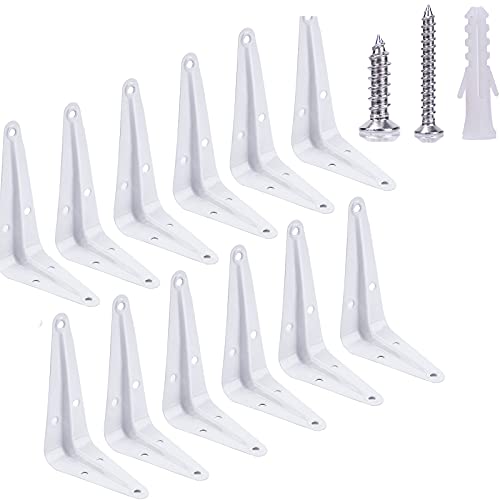 12 Pack Shelf Brackets White Heavy Duty L Brackets Metal Floating Shelf Brackets Hardware Brace Brackets Wall Mount Angle Corner Support for Christmas Shelves Hanging Floating Shelves Brack Wood