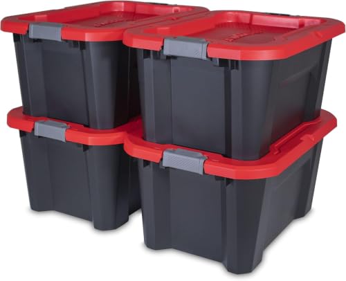 CRAFTSMAN 20-Gallon Heavy Duty Plastic Storage Bins with Lids, 4 Pack - size: 20 Gallon