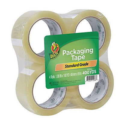 Duck Brand Standard Packaging Tape Refill Rolls, 1.88 in x 100 Yds, 4 Rolls - size: 4 Rolls, style: Extra Long