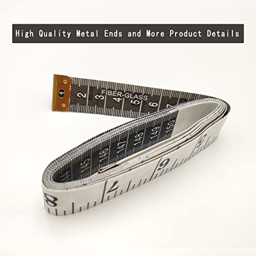 6 Pack Soft Measuring Tape for Body,Double Scale Fabric Craft Tape Measure Sewing Tailor Cloth Flexible Ruler for Weight Loss 60 inch/150cm,White - size: 6