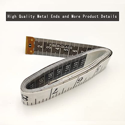 6 Pack Soft Measuring Tape for Body,Double Scale Fabric Craft Tape Measure Sewing Tailor Cloth Flexible Ruler for Weight Loss 60 inch/150cm,White - size: 6