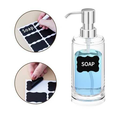 Clear Plastic Soap Dispenser Set of 2, 10 oz Pumps for Dish and Hand Soap - color: Clear+chrome
