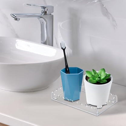 Acrylic Bathroom Vanity Tray 7.9", Soap Dispenser Decorative Scalloped Tray - color: Clear - Small