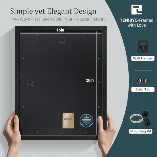 16x20 Picture Frame 4 Pack, 11x14 Mat, Black Wood, Glass - color: Black, size: 16 X 20