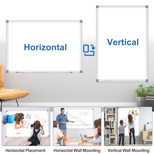 White Board Dry Erase Whiteboard for Wall 36" x 24" (2pcs) Aluminum Presentation Magnetic Whiteboards with Long Pen Tray, Hanging Whiteboard for Office, Meeting Room, Classroom, School & Home - size: 36"x24"(2pcs)