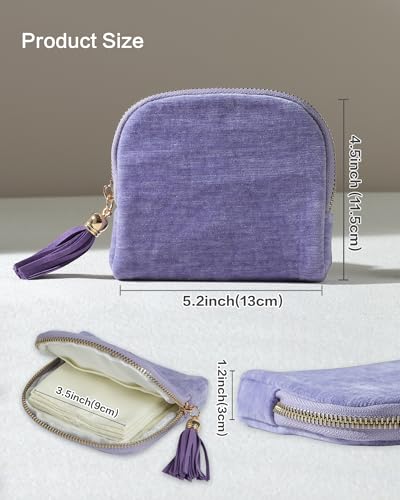 Travel Jewelry Case, Velvet Pouch Bags with Zipper, Pink - color: Pink