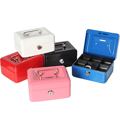 Decaller Small Cash Box with Lock and Slot, Metal Coin Bank Piggy Bank for Adults & Kids, 5.9" x 4.7" x 3.2", Black - color: Black, size: Small (5.9 Inch)