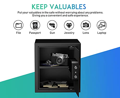RPNB Small Home Safe Box,Personal Safe,Metal Money Safes for Home,1.2 CuFt - size: 14.15"×12.97"×12.97"