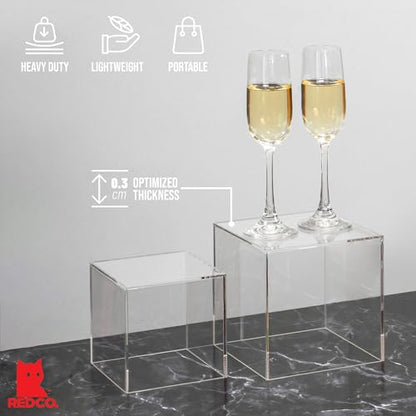 Red Co. Set of 3 Crystal Clear Acrylic Cube Display Nesting Riser Stands with Hollow Bottoms | Transparent - color: Clear, size: 4",5",6" - 1 Pack