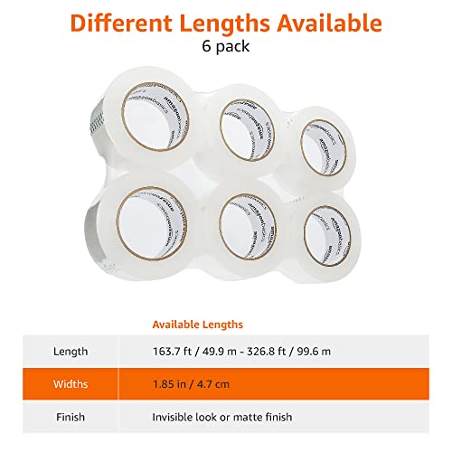 Amazon Basics Strong Adhesive Packing Tape for Moving Boxes, Shipping and Sealing, Clear, 1.88" x 109 Yards, 6-Pack, Total 654 Yards - size: 1.88"W x 109 Yards Pack of 6