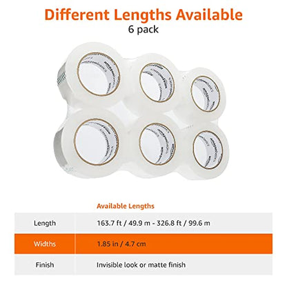Amazon Basics Strong Adhesive Packing Tape for Moving Boxes, Shipping and Sealing, Clear, 1.88" x 109 Yards, 36-Pack, Total 654 Yards - size: 36 Pack