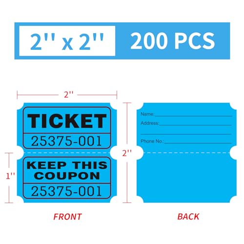 DGBDPACK Blue 200 Double Raffle Tickets - size: 200-Blue