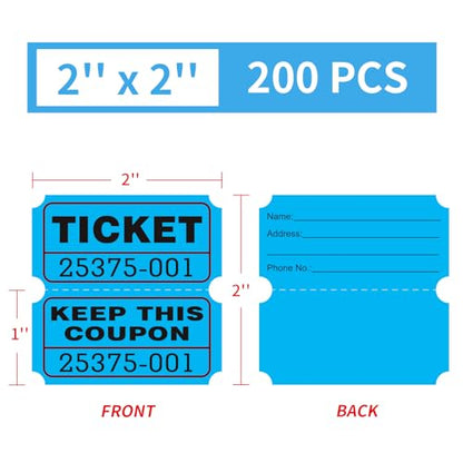 DGBDPACK Blue 200 Double Raffle Tickets - size: 200-Blue