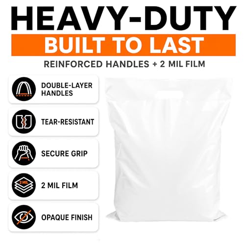 16x18 Large Plastic Shopping Bags for Small Business - Bags with Handles