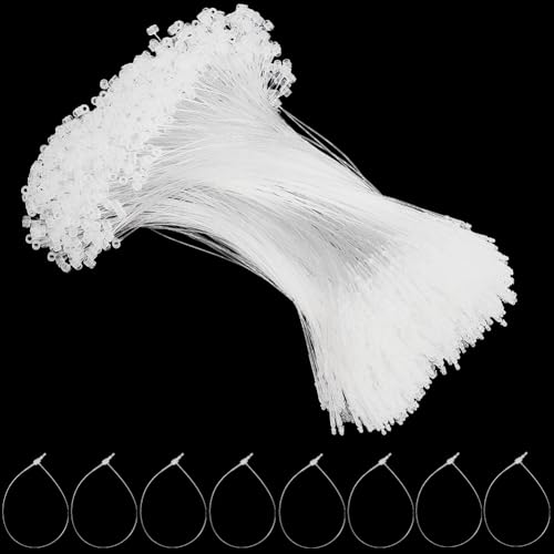 2000Pcs 7 Inch Snap Lock Pin Security Plastic Tags Fastener Hang Tag Price Clear Ring Loops Transparent Adjustable Safety Tags Ties for Retail Store Clothing Price Tag DIY Accessory Supply