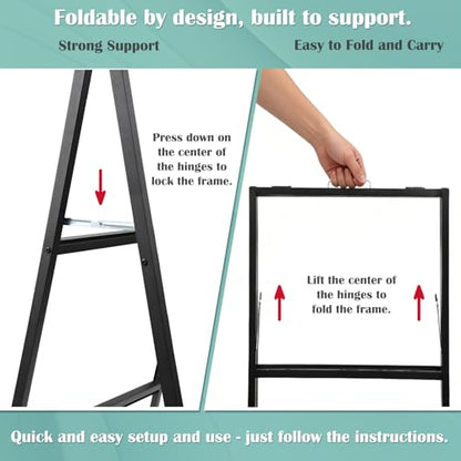 Sandwich Board Signs Outdoor, 24″x36″ Heavy Duty A-Frame Sidewalk Display