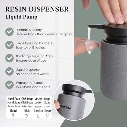 Clasin Home Liquid Soap Dispenser with Easy-to-Press Pump, 10 oz Refillable Hand Soap Dispenser with Extended Spout for Bathroom Kitchen Dish Lotion, Modern Stone Texture (Gray) - color: Gray