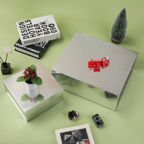 Silver Large Gift Box with Lid Magnetic Gift Box Large 13x11x5.3 In 6 Pack - color: 13X11X5.3Inch-Crinkle Paper Silver-Pack of 6