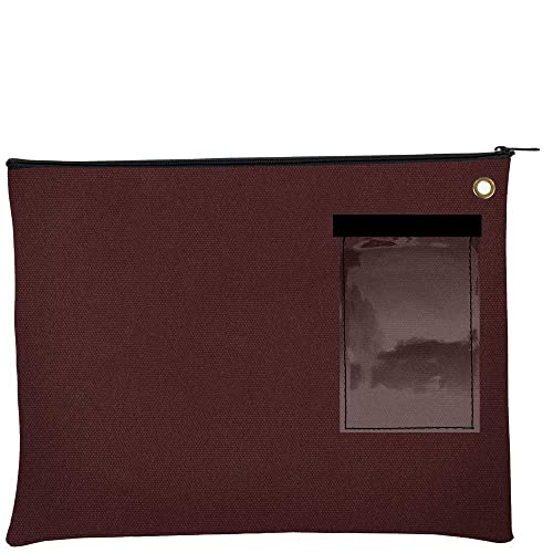 BankSupplies Canvas Interoffice Mailer 14 oz 14W x 11H Burgundy Large Zipper Transit Bag Grommet Padlock or Zip Tie Security - color: Clear, size: Large