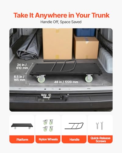 VEVOR Heavy Duty Platform Truck, 2000 LBS Industrial Steel Flatbed Cart with 360° Swivel Wheels, Platform Push Cart Dolly, Easy Storage for Warehouse/Garage/Moving/Garden (48" x 24" x 32") - size: 48.0 x 24.0 x 32.1 in/1220 x 610 x 815 mm