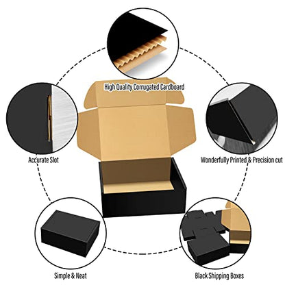 BoShahai 30 Pack 9x6x4 inch Black Shipping Boxes, Corrugated Cardboard - size: Black 9*6*4 Inch
