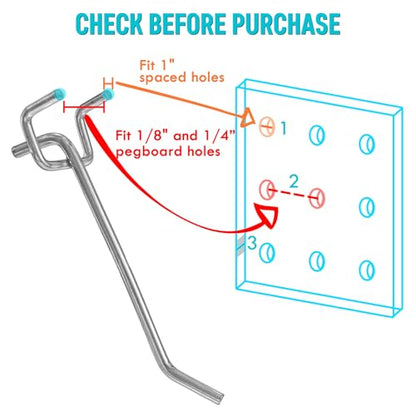 Pegboard Hooks Accessories 30pcs 2inch Metal Peg Board Tool Hangers(Silver) - color: Silver, size: 2 Inch