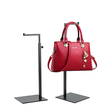 Purse Display Stand - 2 Pack Solid Black Bag Display Rack Stands, Counter Adjustable Height Stainless Steel Purse Handbag Holder Display Stand - color: Black