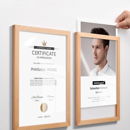 Wall Mount Acrylic Sign Holder (Walnut A5 148×210mm/5.83×8.27inches) - color: Walnut A5 148×210mm/5.83×8.27inches