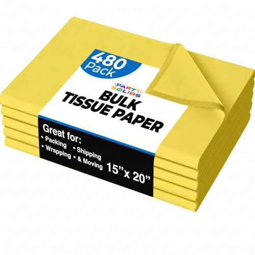 Party Solids Yellow Tissue Paper for Gift Bags 15" X 20" 480 Sheets - color: Yellow, size: 15" X 20"